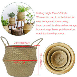 Organisateur de stockage tissé par panier décoratif en jonc de mer naturel rustique - Product Image 3