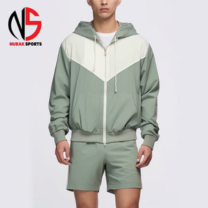 Conjunto Deportivo Personalizable de Dos Piezas, Chaqueta Cortavientos de Satén y Pantalones Cortos, Estilo Casual, con Parches de Nailon, para Invierno, Montaña y Actividades al Aire Libre - Product Image 2