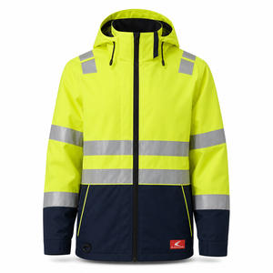 Chaqueta de Seguridad de Alta Visibilidad Clase 2 con Franjas Reflectantes, Impermeable, con Cierre Completo, Ropa de Trabajo Amarilla, Venta al Por Mayor OEM - Product Image 1