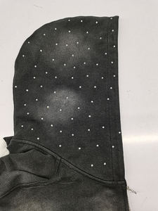 Sweat à capuche surdimensionné personnalisé pour homme, en coton épais 100 %, à manches longues, uni, pour l'automne, avec strass et cordon de serrage, effet délavé à l'acide - Product Image 4