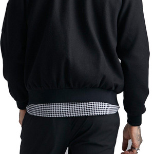 Customized <b>Men</b>’s Classic Black Full-Zip Bomber <b>Jacket</b> Lightweight Casual Flight <b>Jacket</b> with Ribbed Trim <b>Utility</b> Sleeve Pockets - Product Image 4