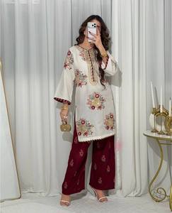 Designer faux georgette kurti pant set with heavy embroidery <b>sequins</b> gota piping pearl moti dupatta festive ethnic wear - Product Image 1
