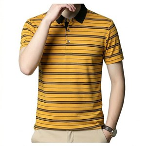 Camisa Polo de Manga Larga a Rayas para Hombre, Transpirable, Informal, Corte Ajustado, Secado Rápido, Cuello Clásico - Product Image 1