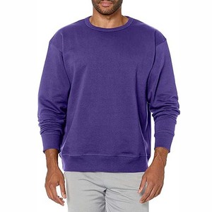Suéter de Punto Informal de Color Sólido para Otoño, Cuello Redondo Morado para Hombre, Corte Regular, Sudadera de Felpa Francesa de Algodón para Adultos - Product Image 3