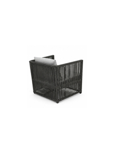 Modern Rattan Outdoor Armchair With Light <b>Gray</b> Upholstered Cushions Contemporary Design Style - Product Image 6