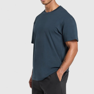 Camiseta de Manga Corta para Hombre, Cuello Redondo, Color Azul Marino, Corte Regular, Estilo Jersey Informal, 100% Algodón - Product Image 2
