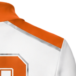 Maillot de cheerleading sublimé orange et blanc à manches longues – Tenue de sport athlétique pour l'entraînement, la pratique et les compétitions - Product Image 6