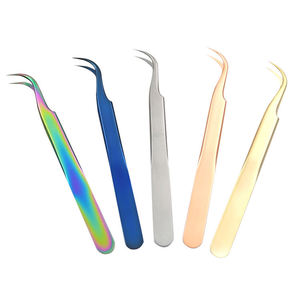 Ensemble de pinces à cils en acier inoxydable RMI, 5 couleurs, outils de précision pour extensions de cils, pointe lisse pour l'application sur les sourcils - Product Image 2