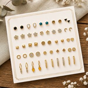 Set de 25 Pares de Aretes de Mariposa Antideslustre para Mujeres y Niñas - Colección de Joyería de Moda con Aretes de Botón y Aros Elegantes - Product Image 1