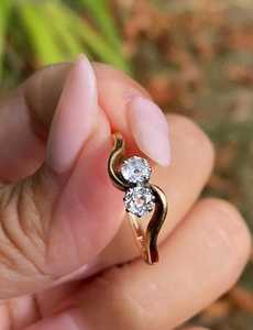 Anillo floral Toi Et Moi con diamante talla redonda de mina antigua, cultivado en laboratorio, oro macizo de 14K, para boda de mujer, regalo sorpresa para parejas - Product Image 2