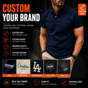 Polo Beige para Hombre, Corte Ajustado, Manga Corta, Color Sólido, Ribete en Contraste, Informal, de Punto, Algodón - Product Image 3