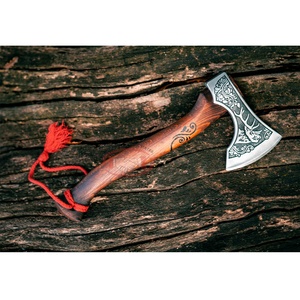ขวานเหล็กดามัสกัสเครื่องมือล่าสัตว์อุตสาหกรรมงานแฮนด์เมดแกะสลักลายกวางมหัศจรรย์สำหรับการตั้งแคมป์ไวกิ้ง - Product Image 5