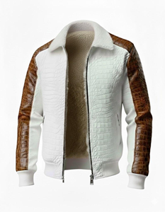 Blousons en cuir premium pour hommes, en cuir véritable embossé crocodile, style tendance, veste d'hiver, design personnalisé, fabrication OEM - Product Image 5