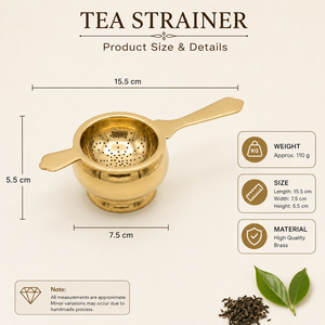 Brass Tea Strainer with Handles Fine Mesh Tea Infuser Reusable Loose Leaf Tea Filter for <b>Teapot</b> Tea Brewing Kitchen Accessories - Product Image 2