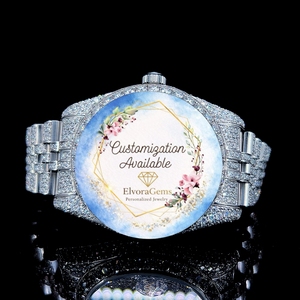 Stainless steel round smart <b>watch</b> ElvoraGems <b>diamond</b> encrusted band Women's personalized jewelry <b>watch</b> - Product Image 1