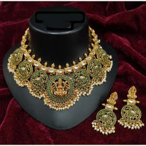 Jewelemarket Heritage Pota Stone and Pearl Temple <b>Choker</b> Necklace Set Fine Jewelry 10575403DP - Product Image 2