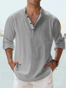 Vente <span class=keywords><strong>en</strong></span> gros de sweat-shirts <span class=keywords><strong>en</strong></span> <span class=keywords><strong>lin</strong></span> pour hommes, tailles S-5XL, manches longues, couleur unie, coupe ample, col montant, t-shirt confortable <span class=keywords><strong>en</strong></span> coton - Product Image 4
