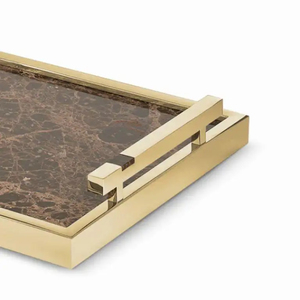 Top Selling <b>Marble</b> <b>Tray</b> With Stone Best Quality Hard Metal Decoration Style Antique Designing Tea and Coffee Serving <b>Tray</b> - Product Image 2
