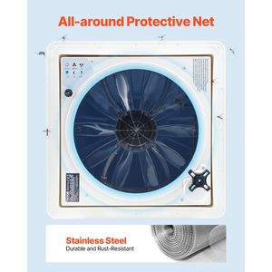 Ventilatore da Tetto per Camper da 14 Pollici, 10 Velocità Reversibili, 12V Potente, Telecomando, Copertura Antipioggia Integrata, Accessorio Esterno 100% per Camper - Product Image 6