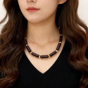 Elegant resin <b>beaded</b> <b>necklaces</b> crafted for women girls enhancing outfits with artistic charm contemporary flair and durability - Product Image 1