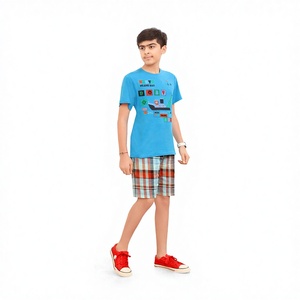 Ensemble Capri 100% coton, nouvelle tendance, confortable, brodé, manches courtes, Short, costume pour garçon, costume d'été, vente en ligne, inde, 2022 - Product Image 1