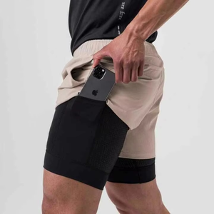 Pantalones Cortos Deportivos de Secado Rápido de Doble Capa para Hombre con Bolsillo, Ropa Deportiva Masculina, Pantalones Cortos de Compresión para Correr y Hacer Ejercicio - Product Image 5