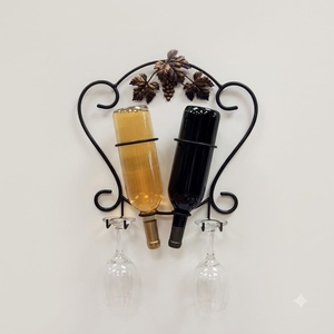 Moderno Estante para Vino de Hierro Forjado con Estantes Ajustables, Diseño de Panel Metálico para Mesa, Capacidad para 20-29 Botellas, para Bar en Casa - Product Image 1