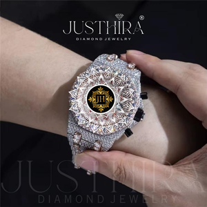 Luxe Diamond Octagon Quartz Watch 45mm Analog <b>Chronograph</b> Deployment Clasp Men Stainless Steel Band - Product Image 2