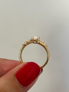 Bagues de fiançailles en or massif 14K 18K avec diamant de laboratoire en forme de poire de 1 carat, motif vague sculpturale, prix d'usine en gros - Product Image 6