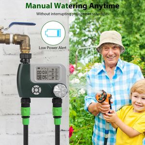 Timer Digitale Programmabile a 2 Zone per Irrigazione Giardino, Intelligente con 2 Uscite per Rubinetto, per Irrigazione a Goccia e Sprinkler - Product Image 4