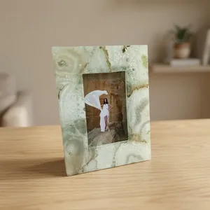 Handmade Marble Agate Inlay Photo <b>Frame</b> Polished Luxury Modern Decorative Tabletop Picture <b>Frame</b> Elegant Home Gift Display Decor - Product Image 2