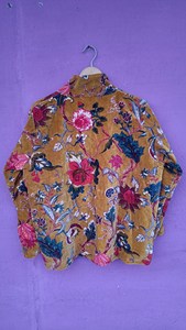 Chaqueta de Terciopelo Suave con Estampado Floral Mostaza para Mujer 2026, Abrigo Bohemio con Estampado Botánico, Blazer de Invierno de Inspiración Vintage - Product Image 3