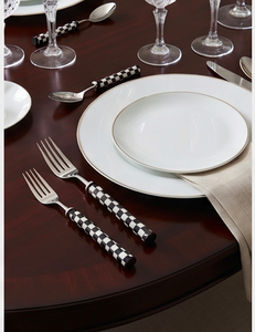Ensemble de couverts élégant noir et blanc avec poignée incrustée de os, en acier inoxydable poli miroir, parfait pour la table et la cuisine - Product Image 3