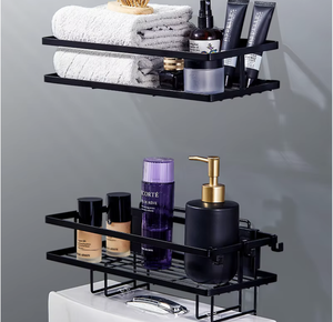 Étagère murale de salle de bain en acier inoxydable OEM/ODM, sans perçage, simple ou double couche, multifonctionnelle, pour toilettes - Product Image 2
