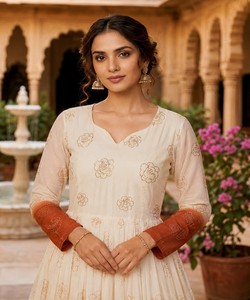 Elegant Shaded Silver Crunchy Pipe Sequence Embroidery Silk Gown Women Ethnic Wedding Party Wear Ankle-Length 85544 KUMARI- - Product Image 3