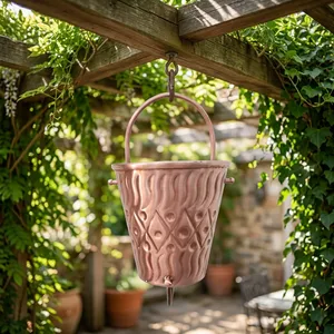 Chaîne de pluie décorative en cuivre gaufré pour la récupération d'eau, pour jardin, patio, extérieur de maison, décoration extérieure pour l'eau de pluie - Product Image 3