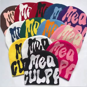 Jacquard Knitted Beanie Design Custom Women Men Winter Beanie Hat Warm Jacquard Logo Knitted Skull Cap Beanie - Product Image 5