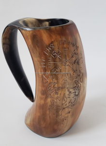 Handmade Polished Buffalo <b>Horn</b> Mugs Indian <b>Viking</b> <b>Horn</b> Tankard Available in Nautical and Animal Styles - Product Image 2
