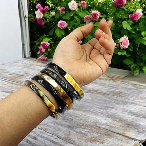 Juego de Brazaletes de Cuerno de Vaca Vintage, Unisex, con Estampado de Tortuga Negra, Joyería Moderna de Moda, Regalo - Product Image 6