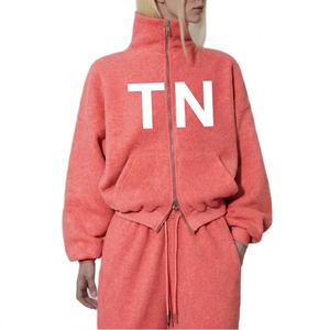 Ensemble de survêtement confortable en coton pour femme : veste à capuche et pantalon de jogging fuselé, ensemble de survêtement de luxe en molleton de coton pour femme avec fermeture éclair intégrale - Product Image 4