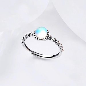 Nouvelle bague ajustable en quartz Angel Aura, argent sterling 925, 8 mm, ronde, style bohème, pierre de naissance, pour mariage, fiançailles, bijoux femme, cadeau - Product Image 2
