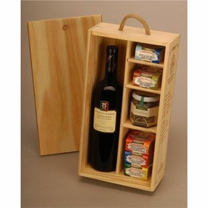 Caja de Regalo de Vino de Madera de Lujo con Compartimentos, Caja de Embalaje de Madera de Pino con Logotipo Personalizado, Caja de Transporte de Botellas de Vino para Aniversario - Product Image 1