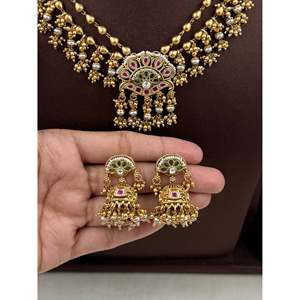 Indian Ethnic Isha Chorski Premium Gold Plated <b>Bridal</b> <b>Necklace</b> & <b>Earring</b> <b>Set</b> - Product Image 3