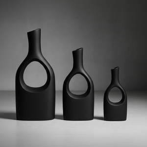 Luxury Geometric Hollow <b>Matte</b> Black Metal Vase Elegant Handcrafted Modern Home Decor <b>Table</b> Centerpiece Single Unit Only - Product Image 2