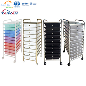 Chariot de rangement à 10 tiroirs en métal fabriqué à Taïwan, organisateur roulant pour bureau et maison, design minimaliste, nettoyage facile - Product Image 6