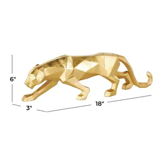 Escultura Geométrica Metálica Contemporánea, Hecha a Mano, Arte Decorativo Moderno para el Hogar, Diseño de Lujo, Aluminio Chapado en Oro - Product Image 2
