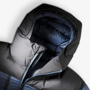 Veste matelassée à capuche pour homme, couleur unie, hiver, chaude, rembourrage en polyester, extérieur en polyester, logo sur le devant, coupe décontractée - Product Image 2