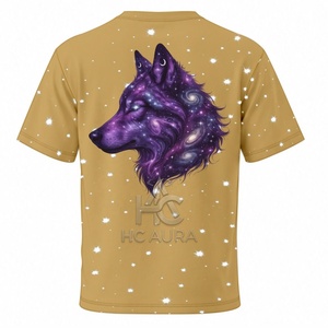 Top Demand Sustainable Cotton/<b>Polyester</b> Unisex Streetwear Golden Color Wolf Design Half-Sleeve T-<b>Shirt</b> Now Available Custom Logo - Product Image 6