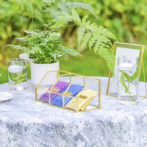 Wholesale Luxury Glass Brass Tabletop <b>Storage</b> Organizer <b>Box</b> for Weddings and Home Decorations - Product Image 4