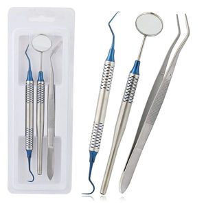Kit d'instruments dentaires pour examen dentaire, 3 pièces, miroir, pince, sonde, acier inoxydable, manuel, réutilisable, haute qualité, CE dentaire - Product Image 6